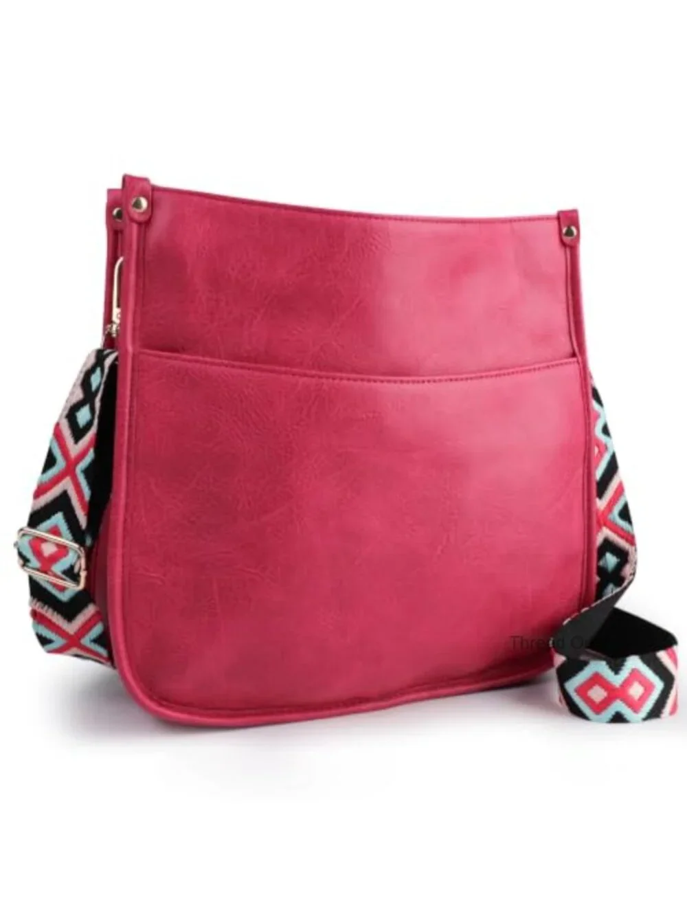 Wide Guitar Strap Multi-Pocket Hobo Crossbody Bag Faux Leather